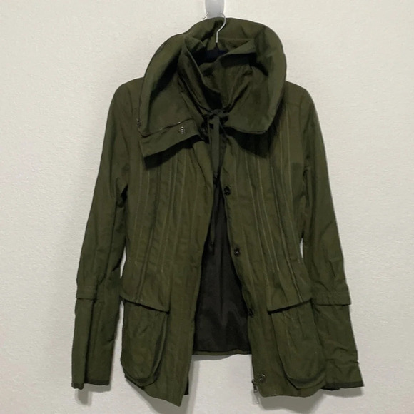 Elie Tahari Utility Army Green Gorpcore Hooded Grunge Streetwear Jacket Size M - Picture 6 of 11